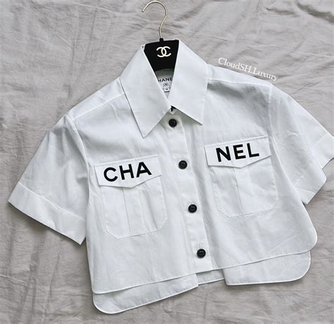 chanel white crop top